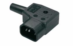 Angled male appliance plug, - black, C14, rewirable, - right-angle plug - Warranty: 24M