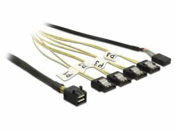 DeLOCK 1m, Mini SAS HD SFF-8643/4xSATA 7p Black, Silver, Yellow (Delock ATA/SAS-kabel - 1 m)
