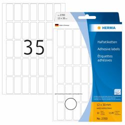 HERMA Étiquettes universelles 12x30 mm, blanches, papier mat, inscription à main, 1120 pcs (HERMA - etiketter - 1120 etikette[r] -)