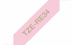 Brother TZE-RE34 label-making tape Gold on Pink (BROTHER PTOUCH RIBBON 12MM X 4M GOLD ON PINK)