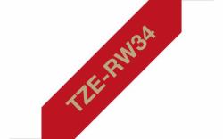 Brother TZE-RW34 ruban d'étiquette Doré sur rouge (TZE-RW34 LAMINATED TAPE,Genuine Ribbon Tape Cassette â Gold on Wine Red, 12mm wide)