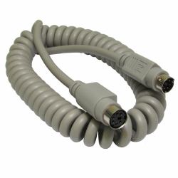 Cables Direct EX-032 PS/2 cable 2 m 6-p Mini-DIN Grey (CDL 2Mtr Coiled PS/2 Extension Cab)