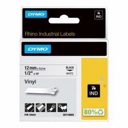 DYMO Rhino Étiquettes en vinyle industrielles | 12 mm x 5,5 m | autocollantes impression en noir...