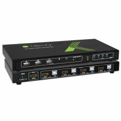 Techly 4x1 USB HDMI KVM Switch 4Kx2K IDATA KVM-HDMI4U commutateur écran, clavier et souris Noir 