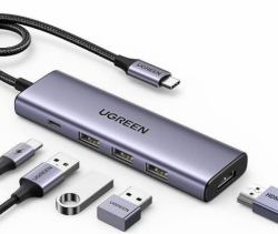 Ugreen 15596 station d'accueil Avec fil USB 3.2 Gen 1 [3.1 Gen 1] Type-A + Type-C Aluminium 