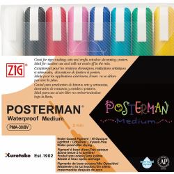 ZIG POSTERMAN Medium marqueur à craie liquie Noir, Bleu, Vert, Bleu clair, Rose, Rouge, Blanc, Jaune 8 pièce[s] 